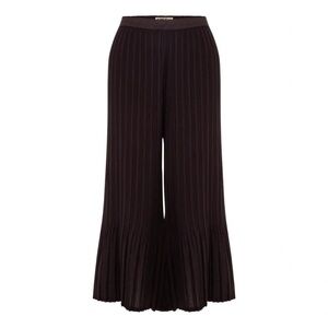 Alquema 3/4 Palazzo Pants Wide Leg Pleated Cropped Black Casual Women Large